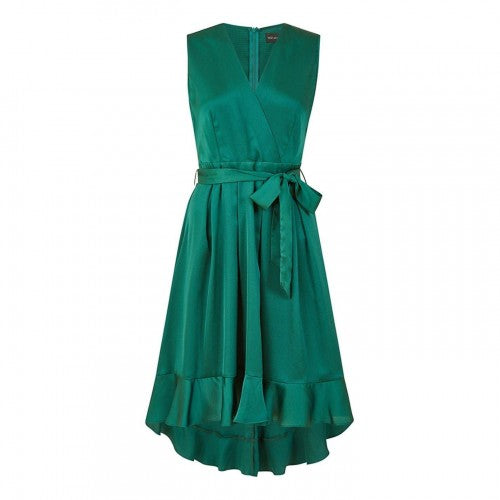 Front - Mela London Womens/Ladies Satin V Neck Sleeveless Wrap Dress