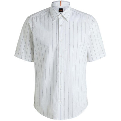 Front - Boss Mens Pinstripe Regular Short-Sleeved Shirt