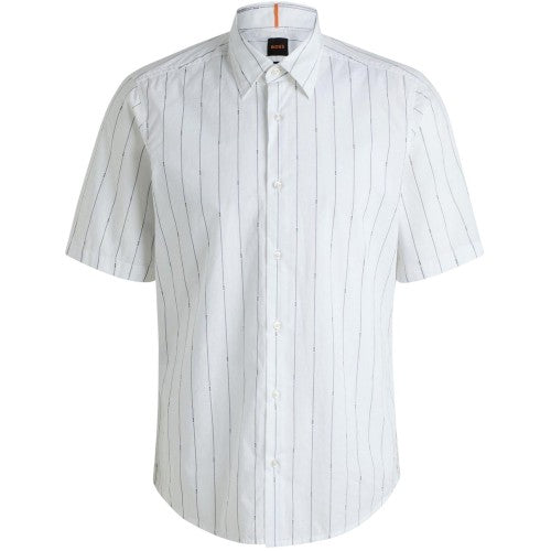 Front - Boss Mens Pinstripe Regular Short-Sleeved Shirt