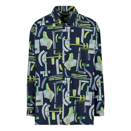 Front - Emporio Armani EA7 Mens Abstract Long-Sleeved Shirt