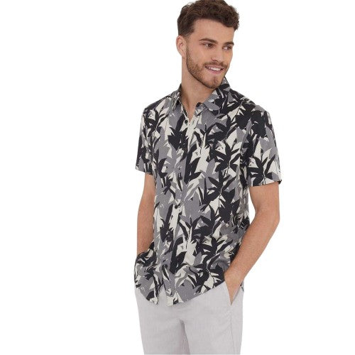 Front - Threadbare Mens Leaf Print Regular Shirt
