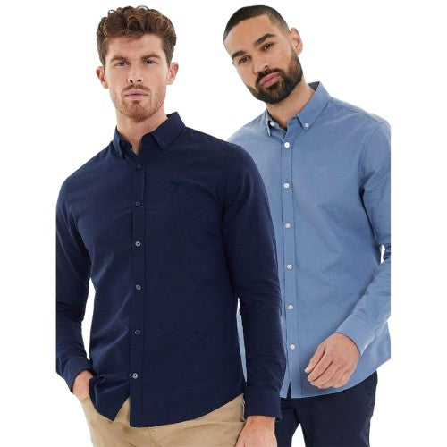 Front - Threadbare Mens Oxford Regular Shirt (Pack of 2)