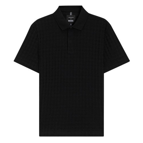 Front - Boss Mens Porsche Houndstooth Collared Short-Sleeved Polo Shirt