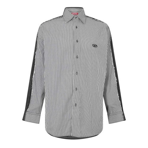 Front - Diesel Mens Striped Cotton Relaxed Fit Shirt