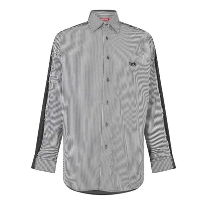 Front - Diesel Mens Striped Cotton Relaxed Fit Shirt