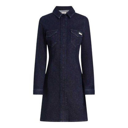 Front - Calvin Klein Womens/Ladies Denim Collared Mini Shirt Dress
