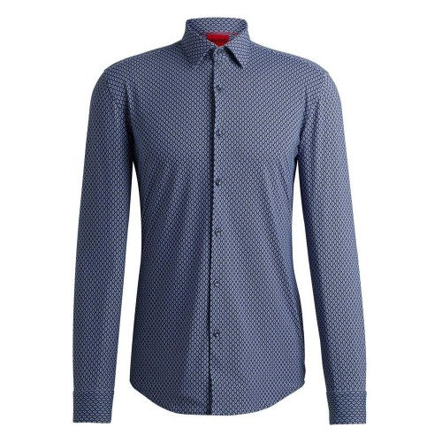 Front - Hugo Mens Kenno Geometric Cotton Slim Shirt