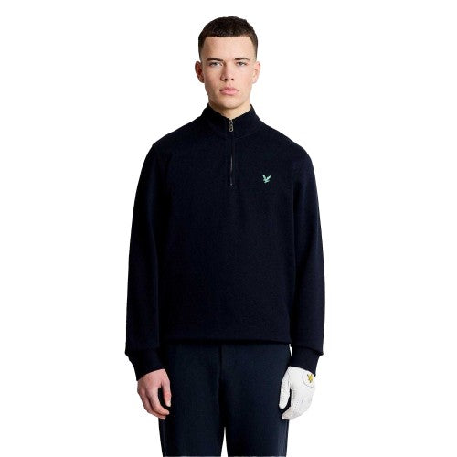 Front - Lyle & Scott Mens Embroidered Logo Half Zip Golf Midlayer