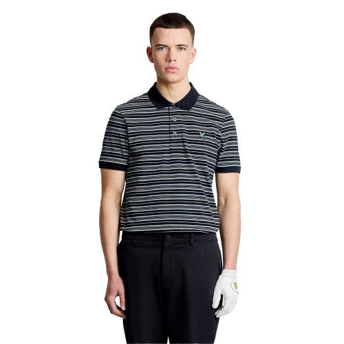 Front - Lyle & Scott Mens Stripe Golf Polo Shirt