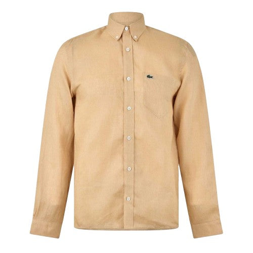Front - Lacoste Mens Logo Linen Shirt