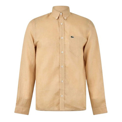 Front - Lacoste Mens Logo Linen Shirt