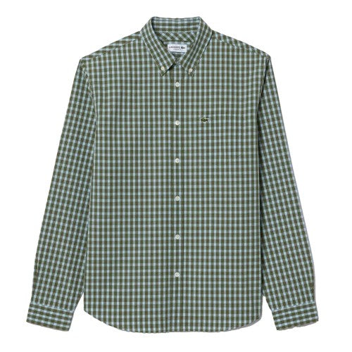 Front - Lacoste Mens Plaid Poplin Regular Shirt