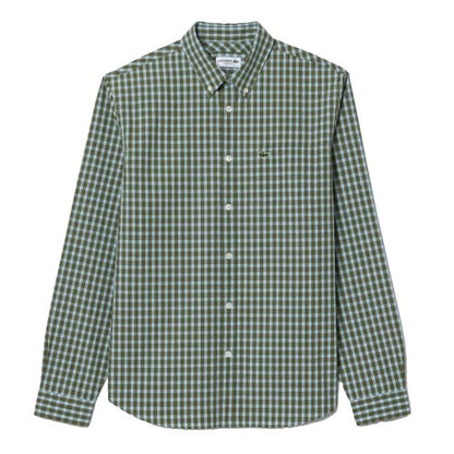 Front - Lacoste Mens Plaid Poplin Regular Shirt