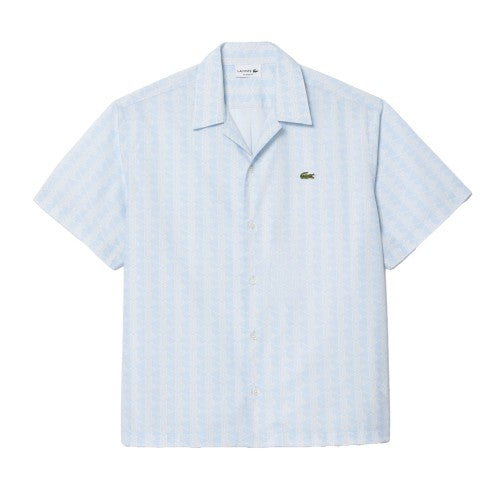 Front - Lacoste Mens Geometric Relaxed Fit Short-Sleeved Shirt
