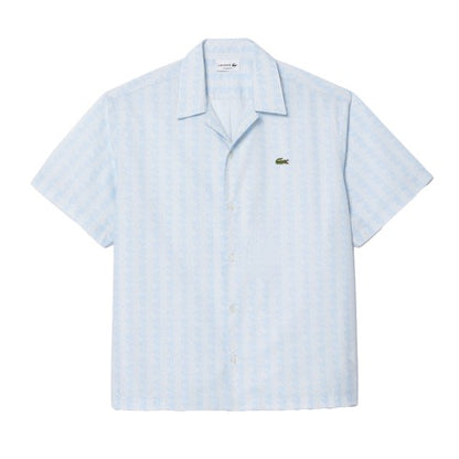 Front - Lacoste Mens Geometric Relaxed Fit Short-Sleeved Shirt