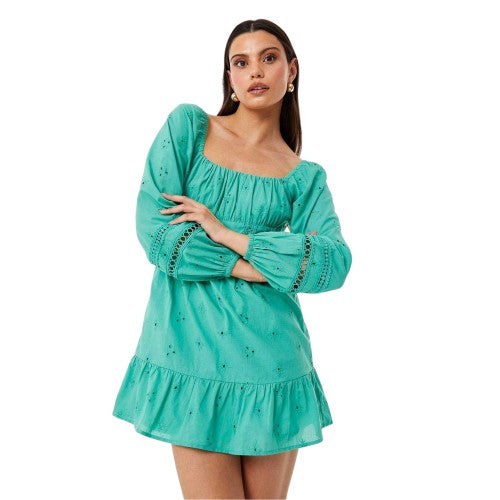 Front - Jack Wills Womens/Ladies Boho Broderie Long-Sleeved Mini Dress