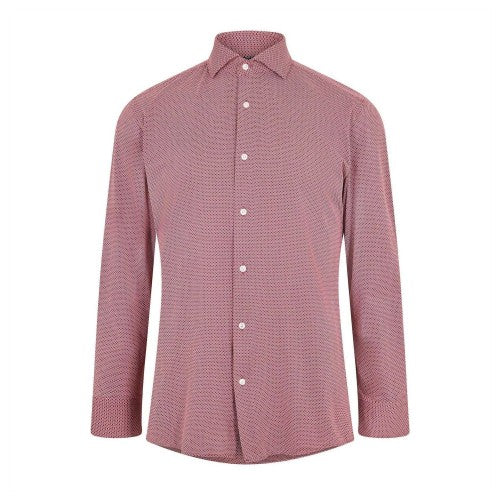 Front - Boss Mens Geometric Oxford Spread Collar Long-Sleeved Formal Shirt