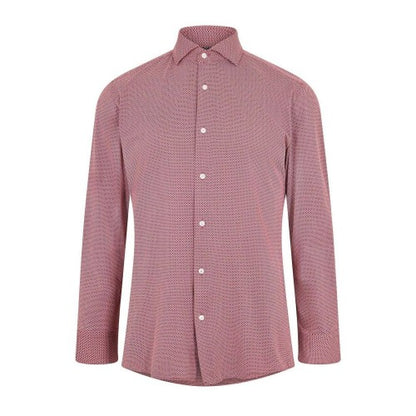 Front - Boss Mens Geometric Oxford Spread Collar Long-Sleeved Formal Shirt