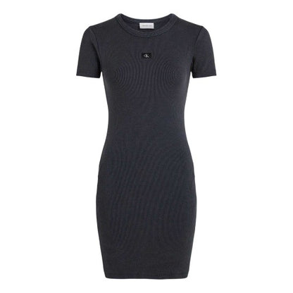 Front - Calvin Klein Womens/Ladies Ribbed Logo Skinny Mini Dress