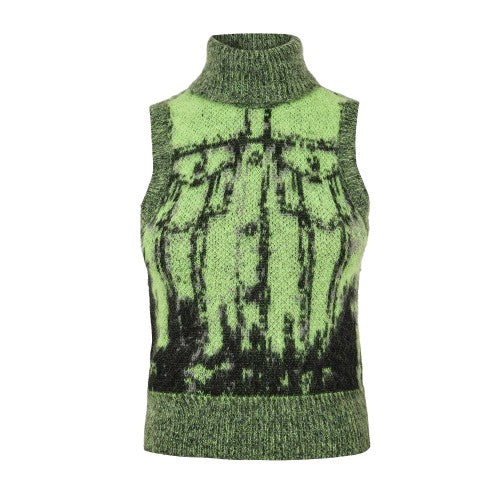Front - Diesel Womens/Ladies Sifnos Abstract Knitted Turtle Neck Vest Top
