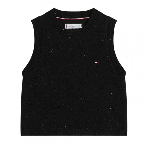 Front - Tommy Hilfiger Girls Sequin Spaghetti Strap Vest Top