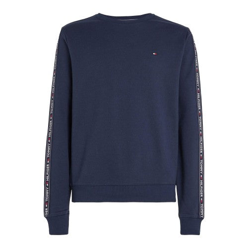 Front - Tommy Hilfiger Mens Tape Logo Lounge Sweatshirt
