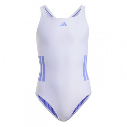 Front - Adidas Girls 3 Stripes One Piece Swimsuit