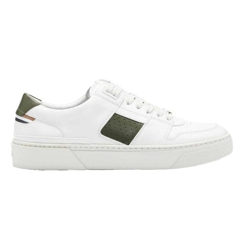 Front - Boss Mens Gary Logo Leather Tennis Trainers