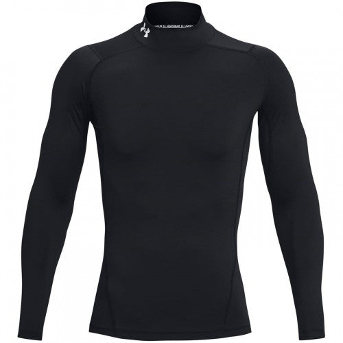 Front - Under Armour Mens HeatGear Mock Neck Raglan Long-Sleeved Base Layer Top