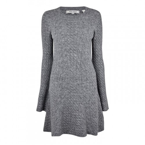 Front - Jack Wills Womens/Ladies Cable Knit Crew Neck Sweater Dress