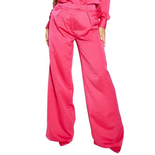 Front - I Saw It First Womens/Ladies Satin Wide Leg Trousers