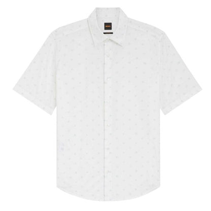 Front - Boss Mens Microprint Regular Short-Sleeved Shirt