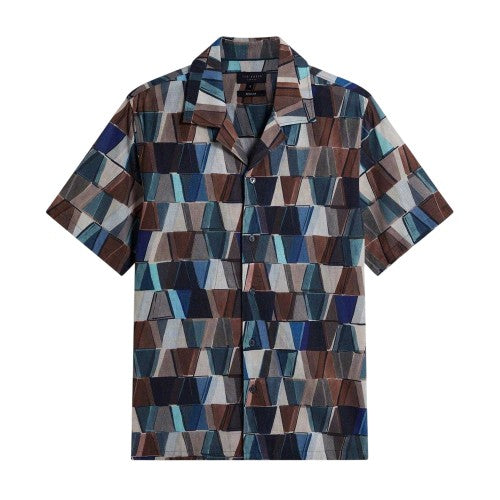 Front - Ted Baker Mens Geometric Linen Regular Shirt