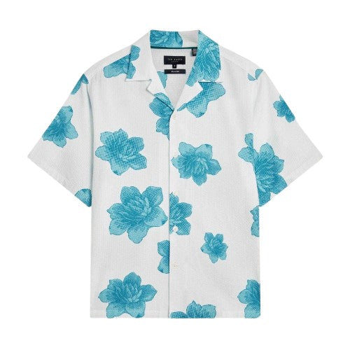 Front - Ted Baker Mens Floral Seersucker Short-Sleeved Shirt