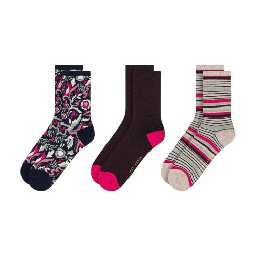 Front - Ted Baker Womens/Ladies Assorted Designs Crew Socks (Pack of 3)