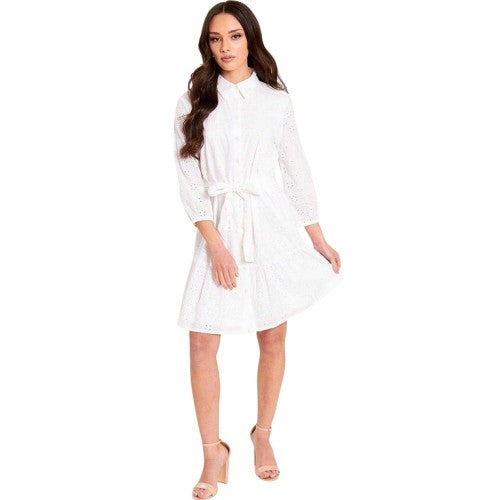 Front - Be You Womens/Ladies Broderie Collared Shirt Dress