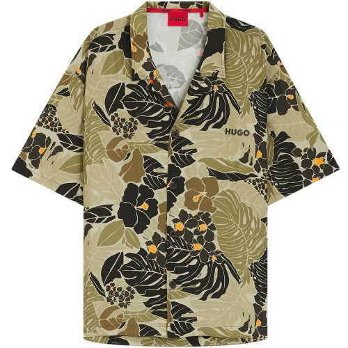 Front - Hugo Mens Printed Viscose Beach Shirt