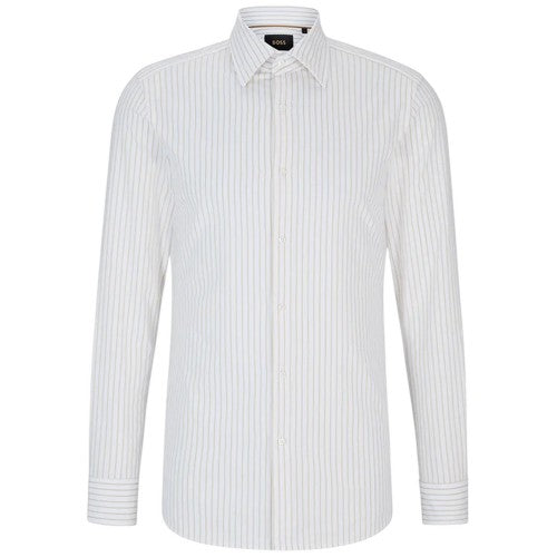 Front - Boss Mens Striped Point Collar Long-Sleeved Shirt