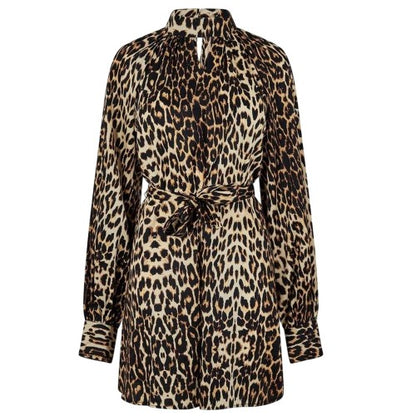 Front - Biba Womens/Ladies Leopard Print Balloon Sleeve Mini Dress