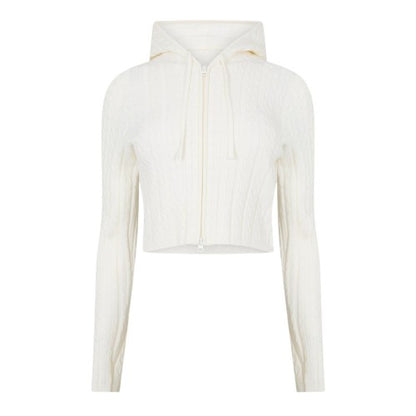 Front - Jack Wills Womens/Ladies Cable Knit Full Zip Hoodie