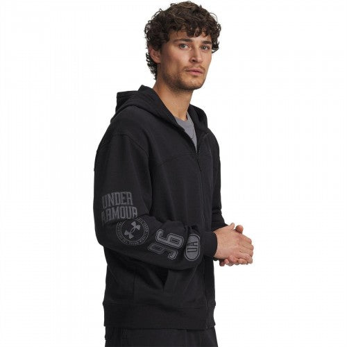 Front - Under Armour Mens Rival Graphic Print Full Zip Hoodie