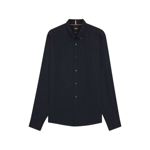 Front - Boss Mens Liam Linen Collared Long-Sleeved Shirt