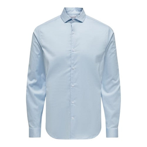 Front - Only Mens Plain Point Collar Long-Sleeved Formal Shirt