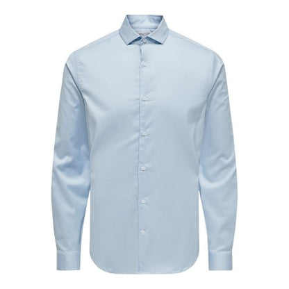 Front - Only Mens Plain Point Collar Long-Sleeved Formal Shirt