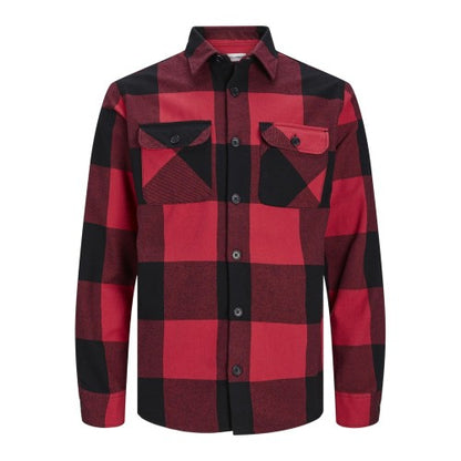 Front - Jack And Jones Mens Buffalo Check Flannel Long-Sleeved Overshirt