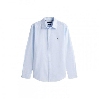 Front - Tommy Hilfiger Mens Logo Poplin Long-Sleeved Shirt