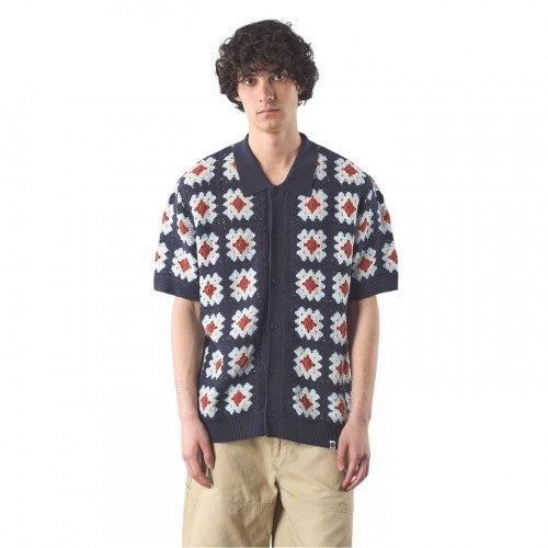 Front - Pretty Green Mens Timperley Geometric Crochet Tailored Shirt