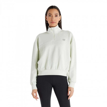 Front - New Balance Womens/Ladies Knitted Quarter Zip Oversized Sweatshirt