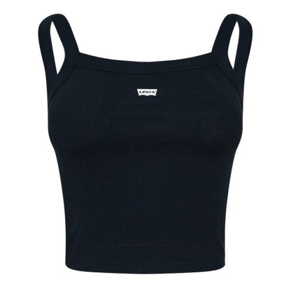 Front - Levis Womens/Ladies Chest Logo Ribbed Vest Top