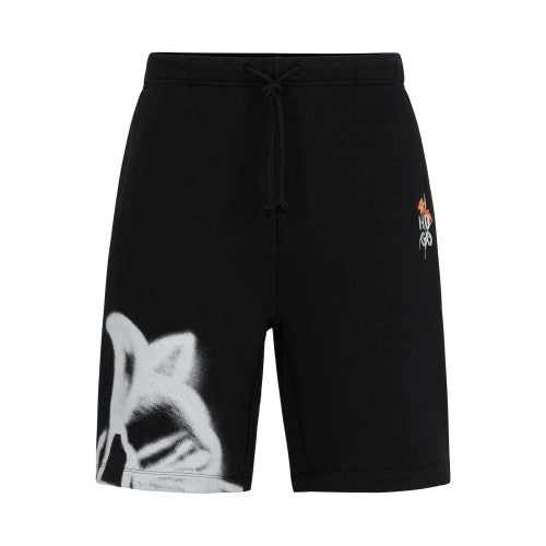 Front - Hugo Boss Mens Diflowos Cotton Blend Floral Relaxed Fit Shorts